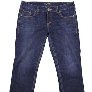 Silver Jeans Co. women's Aiko Mid Capri Denim Jeans W31 L22 Dark Wash